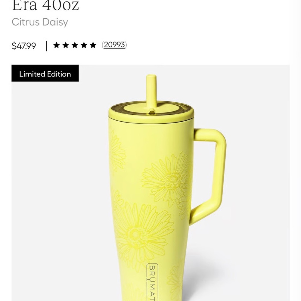 BrüMate 40oz Tumbler - Citrus Daisy Yellow
